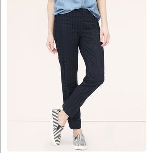 The Loft Marisa Ankle Pants Blue Eyelet Size 4